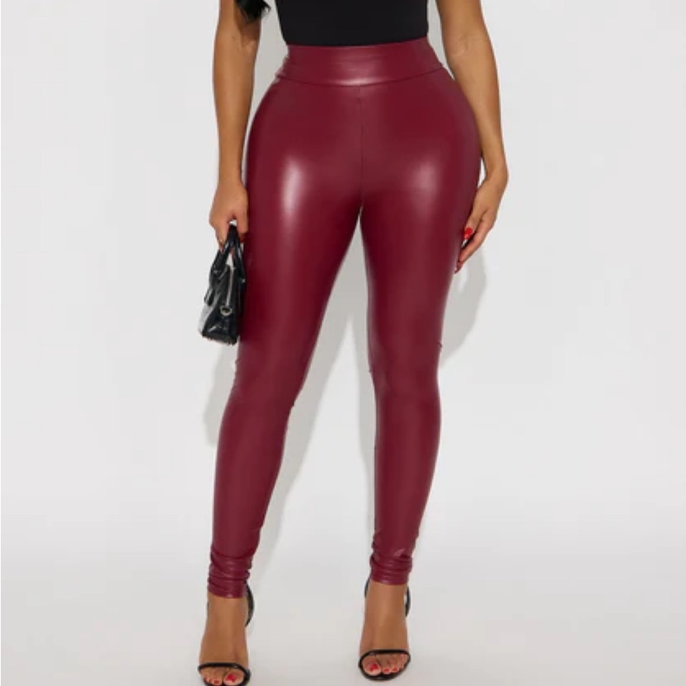 NWT Ginasy Red Faux Leather Leggings for Women High Waisted Sz 4x Women - Picture 5 of 5